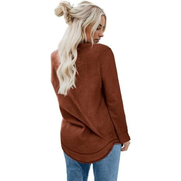 Womens Crewneck Sweatshirt Long Sleeve Tunic Top Fall Shirt for Leggings - Picture 4 of 5